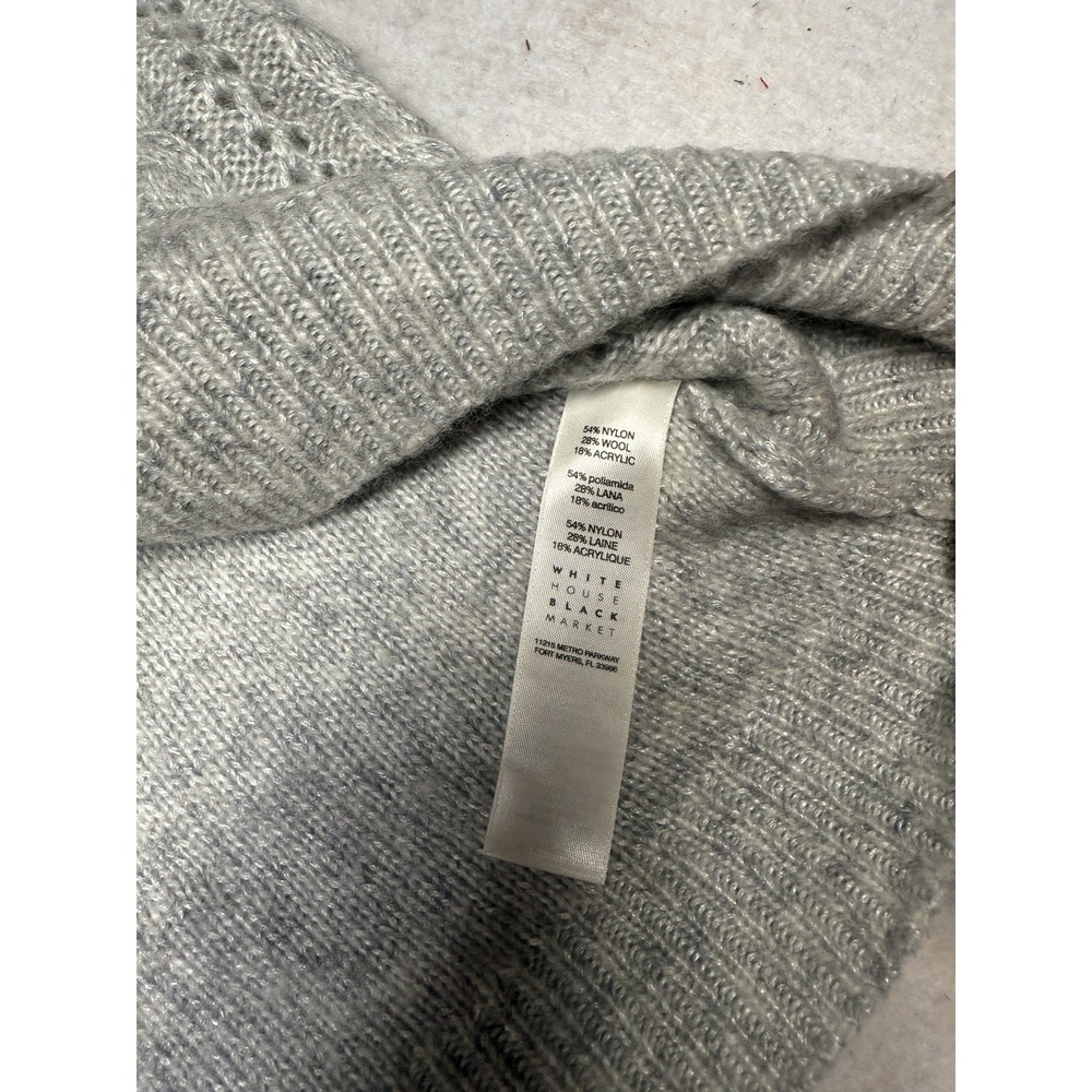 NWT WHBM Heather Gray Pearl Cable Mock neck Knit Sweater Size Small - Picture 5 of 5
